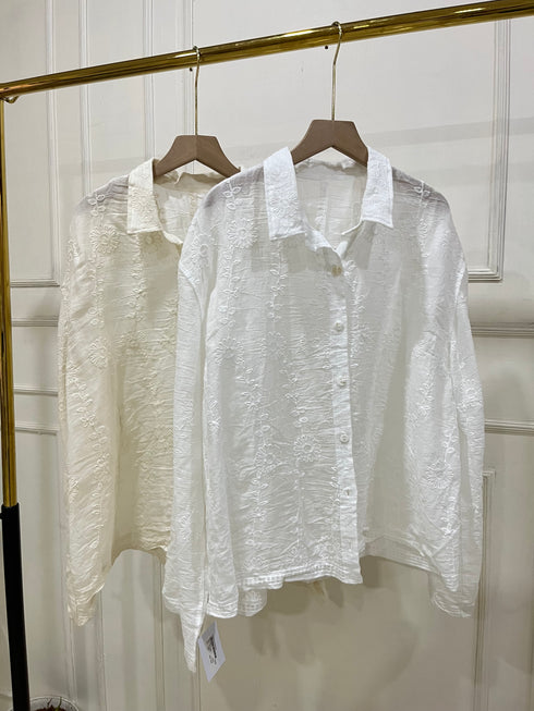 Women Summer Embroidered Cotton Shirts